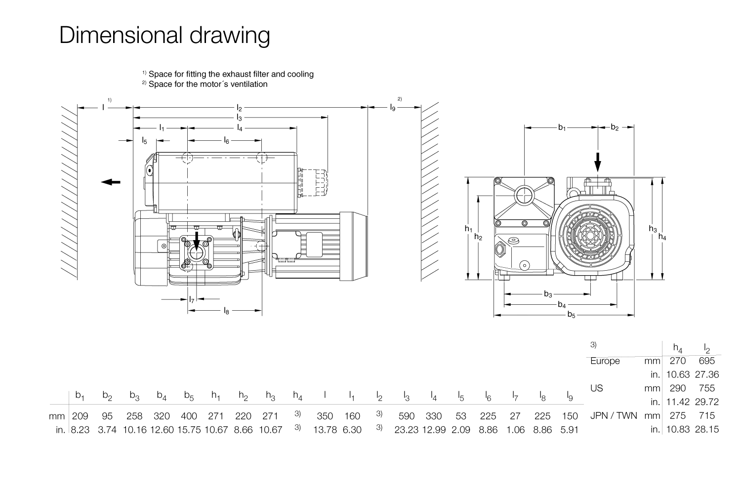 萊寶單級旋片泵SV100B|萊寶真空泵SV100B|SOGEVAC B|SOGEVAC|Leybold尺寸圖